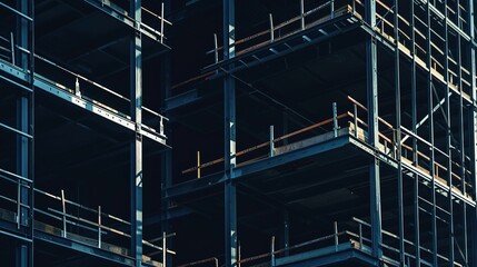 Steel structure building construction background dark colors