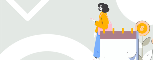 Check-in character flat vector concept operation hand-drawn illustration
