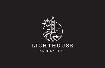 light house logo concept illustration on black background