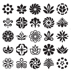 Floral and Leaf Elements Vector Set
