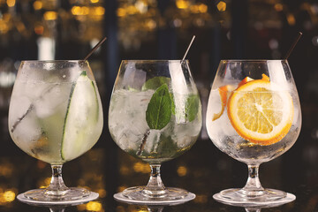 Variety of Peruvian gin with different ingredients.