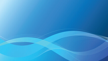 Abstract Blue Wave Background. Colorful Blue Curve Banner With Dynamic Technology Network Vector Illustration.