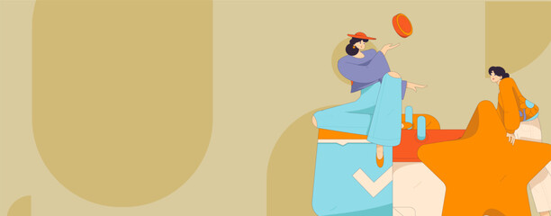 Check-in character flat vector concept operation hand-drawn illustration
