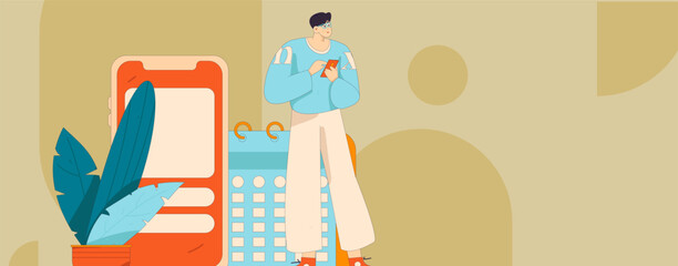 Check-in character flat vector concept operation hand-drawn illustration
