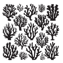 Underwater Plants Silhouette Vector Set