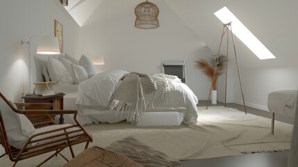 modern attic bedroom interior design