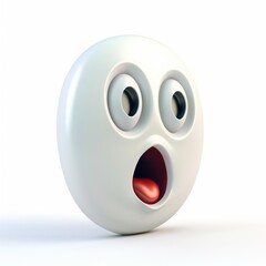 Fototapeta premium tridimensional icon with surprised expression isolated on a white background, simple and funny