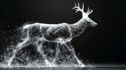 Ethereal Deer Wireframe - Minimalist Polygon Wildlife in Cinematic 3D Render