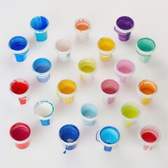 color paint buckets isolated on a white background 