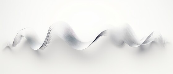 tridimensional abstract banner illustration of floating waves in back and white isolated on a white background