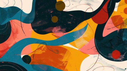 Obraz premium abstract artistic illustration wallpaper with fluid graphic elements and warm colors