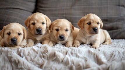 Puppies of labrador breed inside the residence