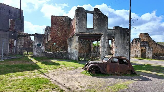 Oradour-sur-Glane, village destroyed during World War Second, France. Backward shot