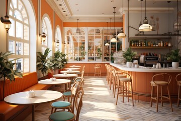interior design of a cafe with nice natural light