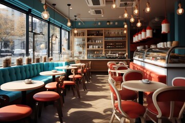 interior design of a cafe with nice natural light