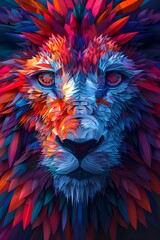 Obraz premium Mesmerizing Polygon-Infused Animal Portrait with Dreamlike Atmosphere and Vivid Hues