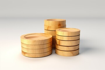 wooden gold coins illustration wallpaper stacked on a table