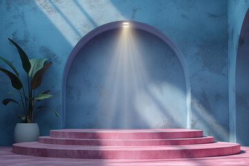 Product showcase presentation blank studio template for advertisement concept, Blank podium concept for product stand. Display product platform concept, generative ai
