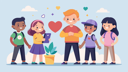 A schoolwide Kindness Challenge led by student ambassadors encouraging students to perform daily acts of kindness and promoting a culture of inclusivity and respect.. Vector illustration