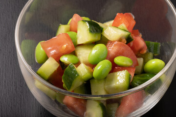 枝豆ときゅうりとトマトの夏サラダ