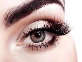 Obraz premium Glamorous Red Carpet Makeup Look with Bold Eyelash Extensions on White Background
