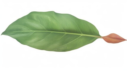 This leaf have dark green color, smooth edges and glossy surface. It is a leaf of a tropical plant.