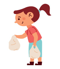 girl carry bag of groceries
