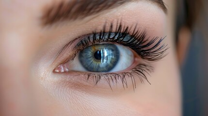 Obraz premium Striking Portrait of Dramatic Volume Lash Extensions Creating Bold,Thick Lash Line