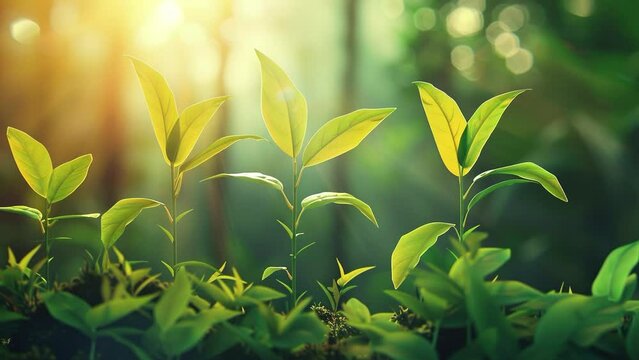 World nature conservation day and environment day concept. A close up of a plant sprouting from the ground. Environment background. Environmental awareness. Biodiversity and Eco-friendly Development. 