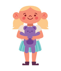 little girl holds a teddy bear