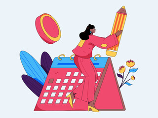 Check-in character flat vector concept operation hand-drawn illustration
