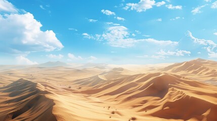Naklejka premium Rough desert dunes in a vast blue sky landscape