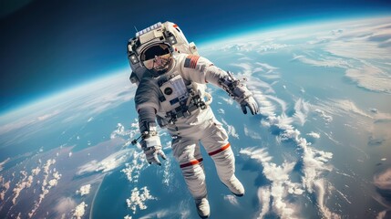 Capture the extraordinary moment of astronauts conducting vital tasks outside the safety of their spacecraft, their actions highlighting the ingenuity and bravery required for space exploration.