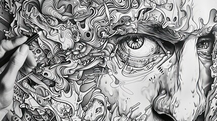 Enter the mesmerizing realm of a creative line drawing, where every intricate detail whispers a narrative and ignites the spark of imagination.