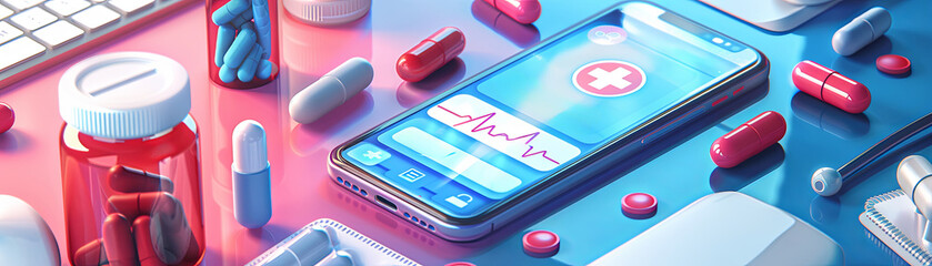 Online medical consultation. Doctor and patient communicate via smartphone. Vector illustration.