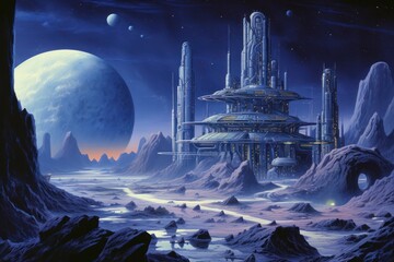 Fototapeta premium Exo planet astronomy space night.