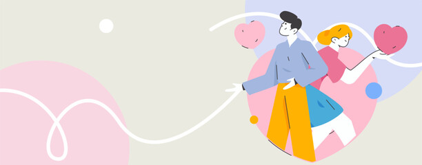 Happy Valentine's Day flat character vector concept business hand drawn illustration
