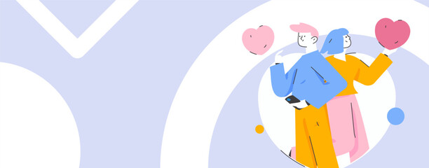 Happy Valentine's Day flat character vector concept business hand drawn illustration
