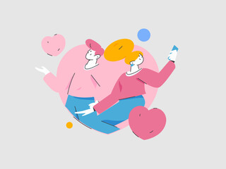 Happy Valentine's Day flat character vector concept business hand drawn illustration
