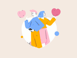 Happy Valentine's Day flat character vector concept business hand drawn illustration
