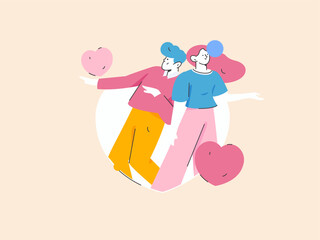 Happy Valentine's Day flat character vector concept business hand drawn illustration
