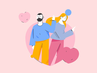 Happy Valentine's Day flat character vector concept business hand drawn illustration

