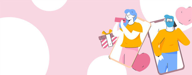 Happy Valentine's Day flat character vector concept business hand drawn illustration
