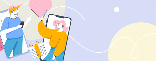 Happy Valentine's Day flat character vector concept business hand drawn illustration
