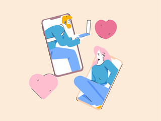 Happy Valentine's Day flat character vector concept business hand drawn illustration
