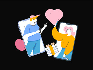 Happy Valentine's Day flat character vector concept business hand drawn illustration
