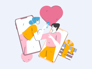 Happy Valentine's Day flat character vector concept business hand drawn illustration
