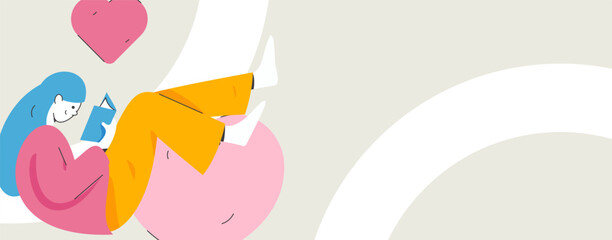 Happy Valentine's Day flat character vector concept business hand drawn illustration
