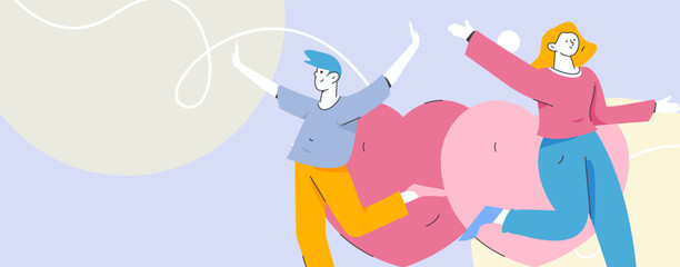 Happy Valentine's Day flat character vector concept business hand drawn illustration
