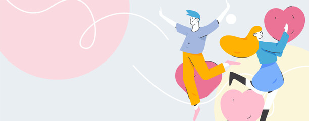 Happy Valentine's Day flat character vector concept business hand drawn illustration
